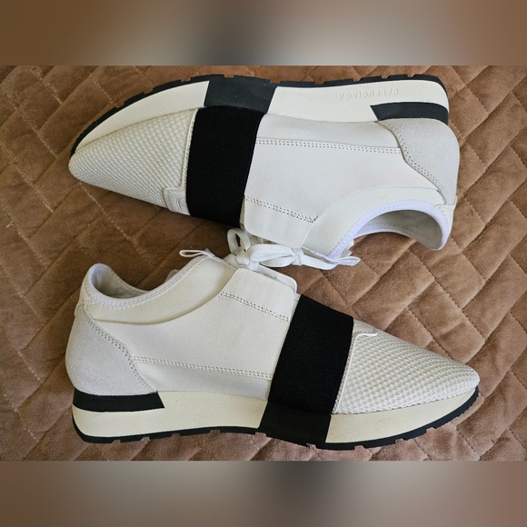 Balenciaga EU 42 US 9 UK 8 Race Runners Black White Blanc Noir Speed Track ITALY - Picture 10 of 13